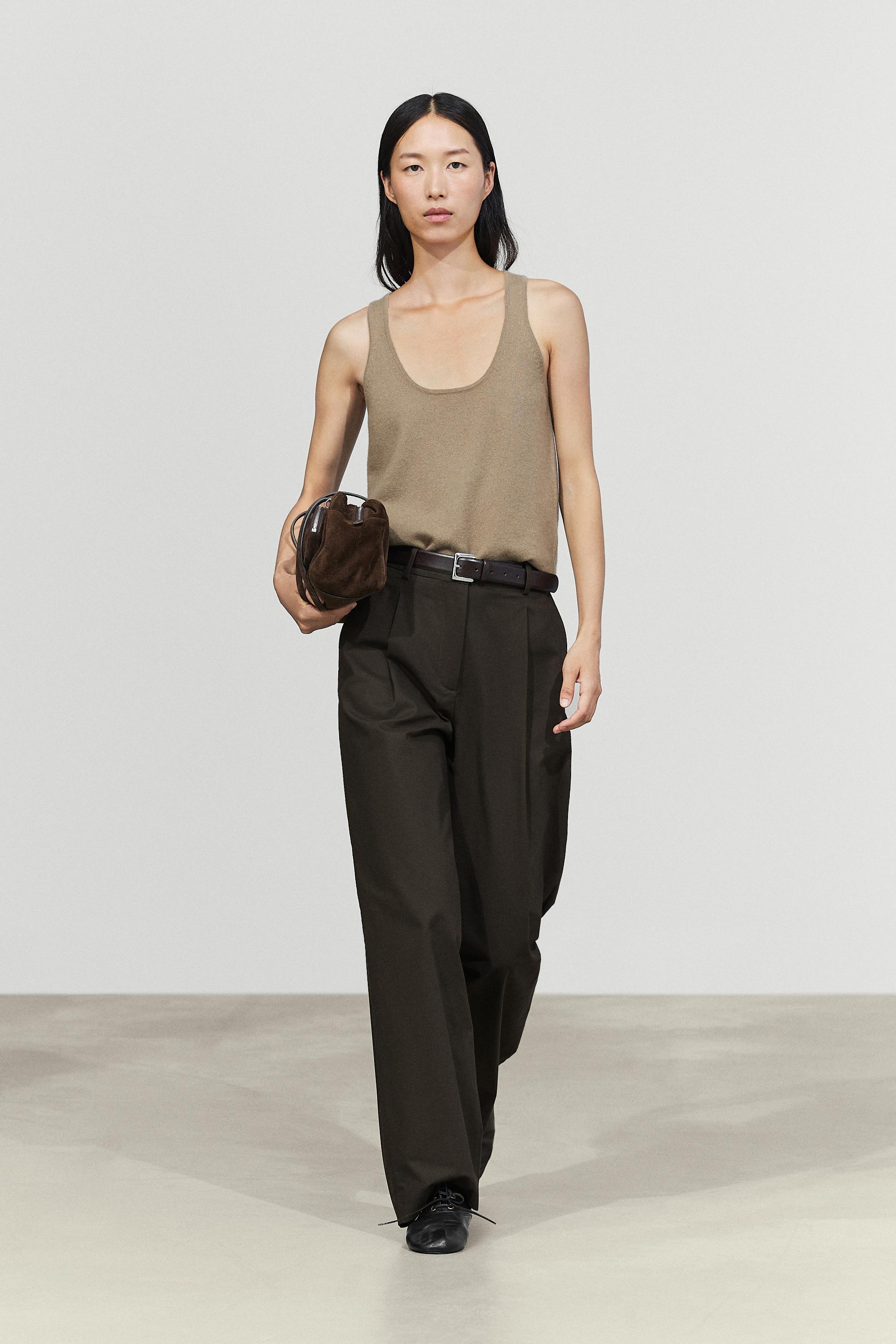 Pantalon plissé en coton mélangé